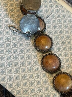 Round Stone Link Belt in Warm Brown Tones